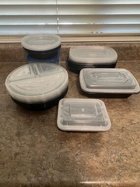 Black Meal Prep Containers with Clear Lids - 20-Pack